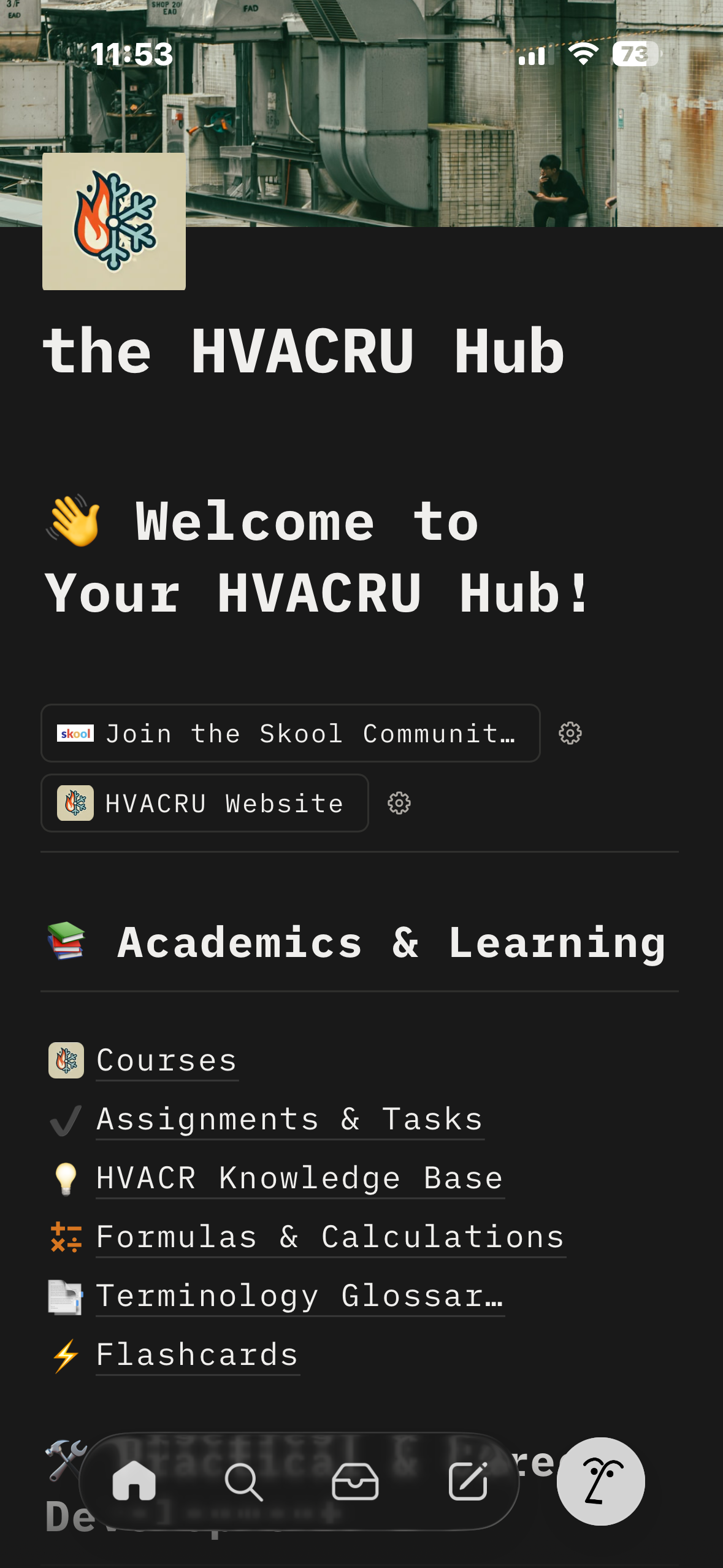 the HVACRU Student Hub